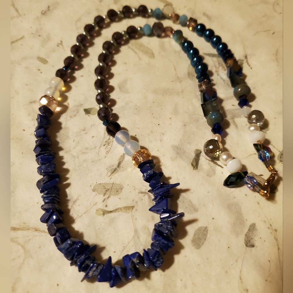 Handmade Lapis lazuli & Czech Crystal Necklace